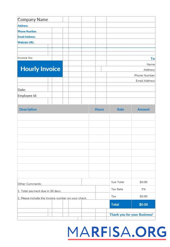 Printable Hourly Invoice template